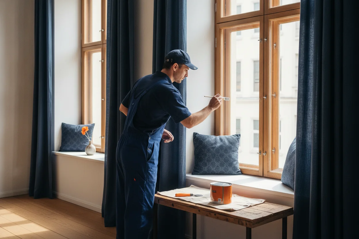 Fenster streichen – typische Arbeitssituation