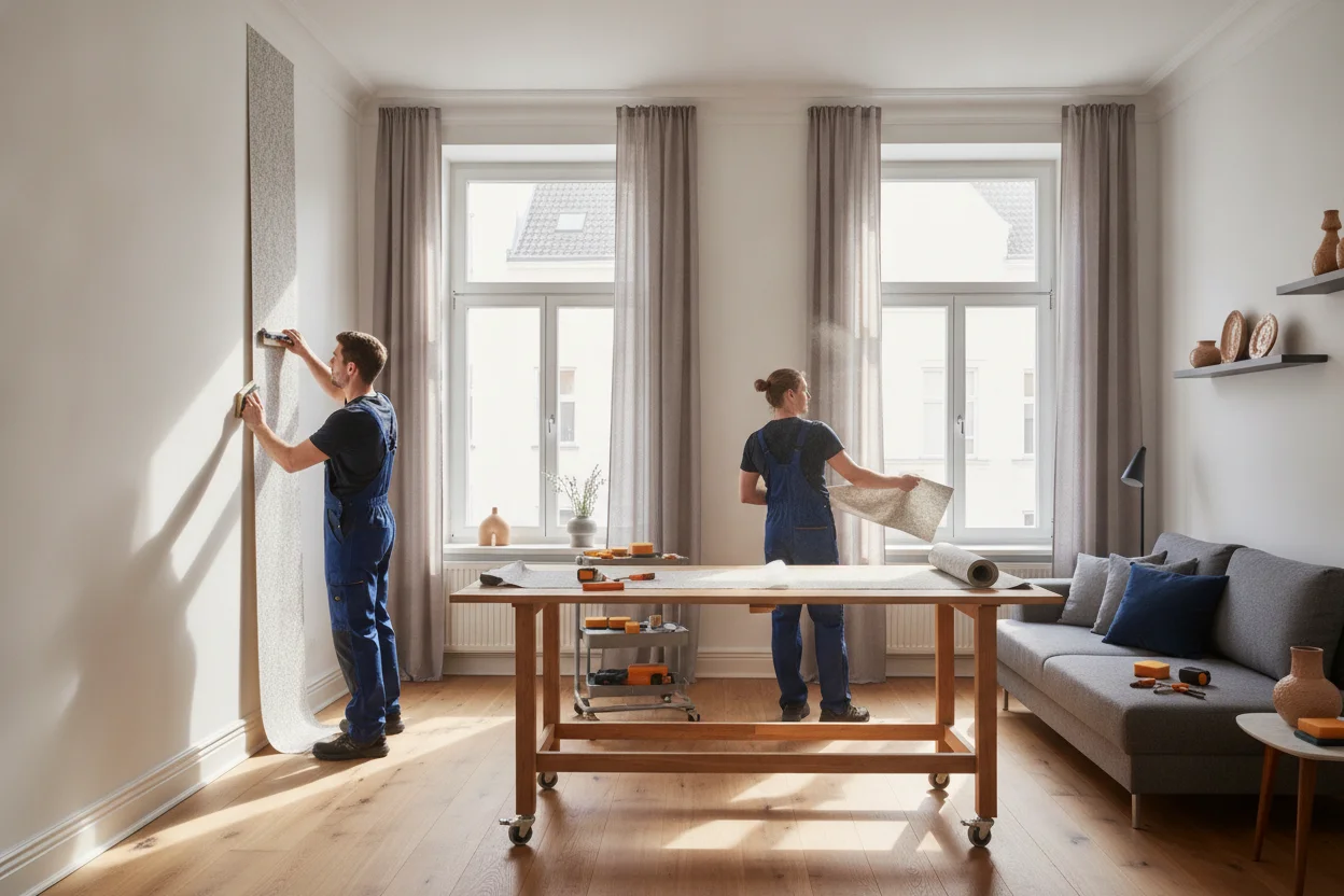 Tapezierarbeiten – typische Arbeitssituation
